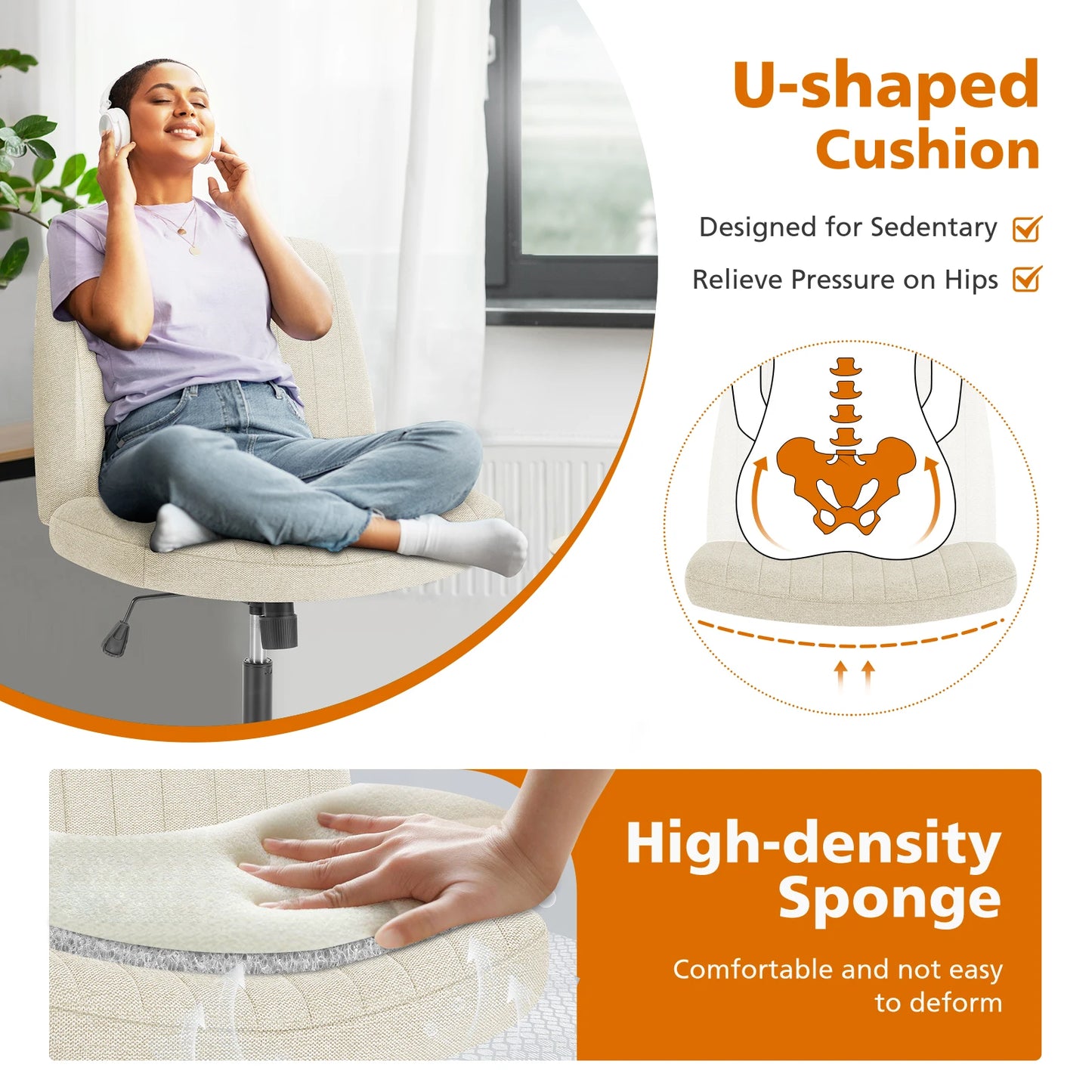 Cross Legged Office Living Room Rocking Gaming Chair