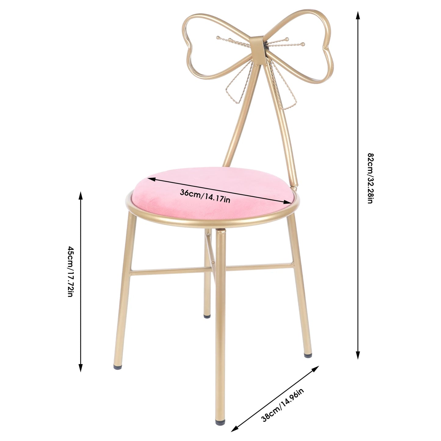 Vanity Stool Chair for Makeup Modern Velvet Butterfly