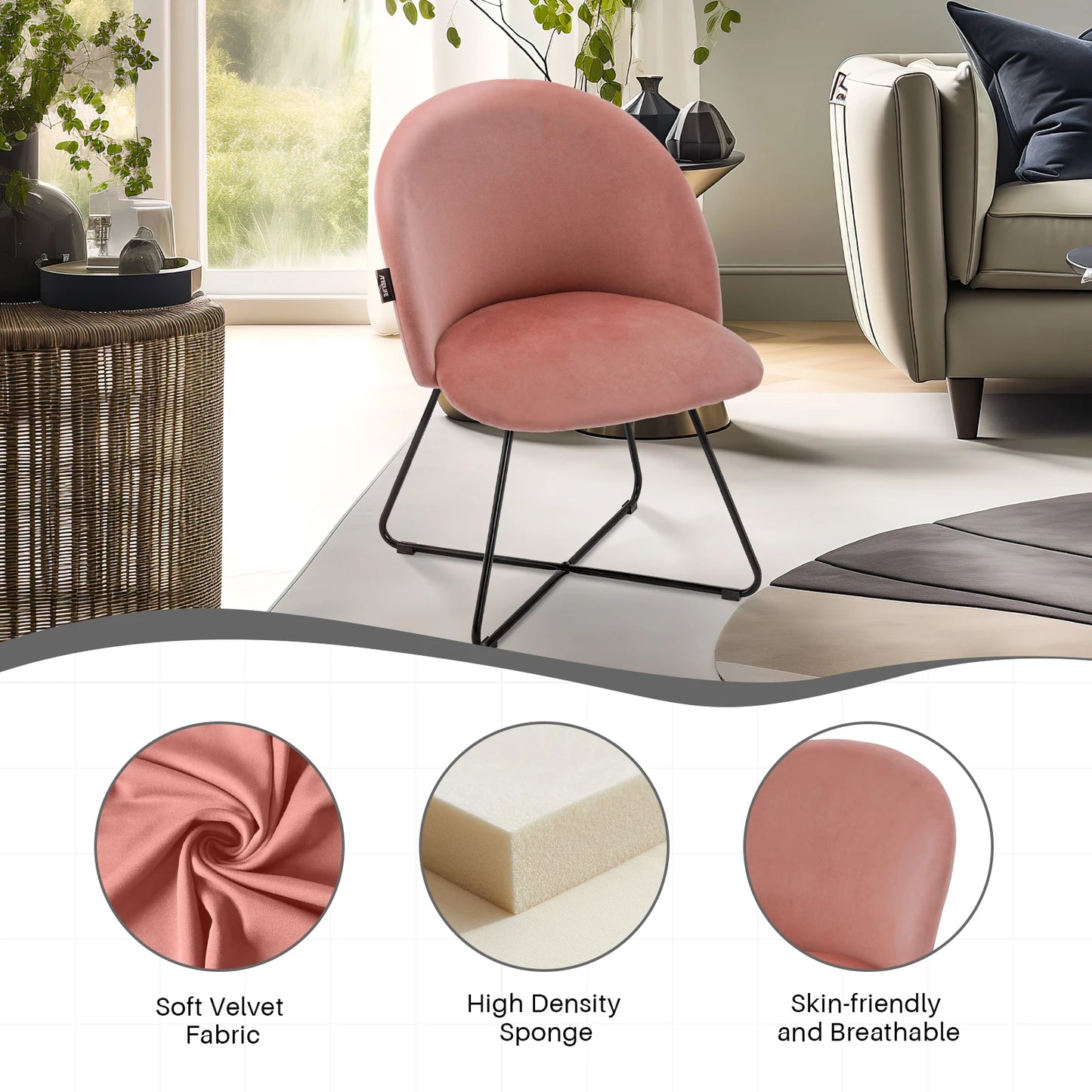 Redlife Velvet Vanity Chair