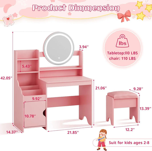 Vanity Desk with Lights Mirror Makeup Vanity Table KIDS