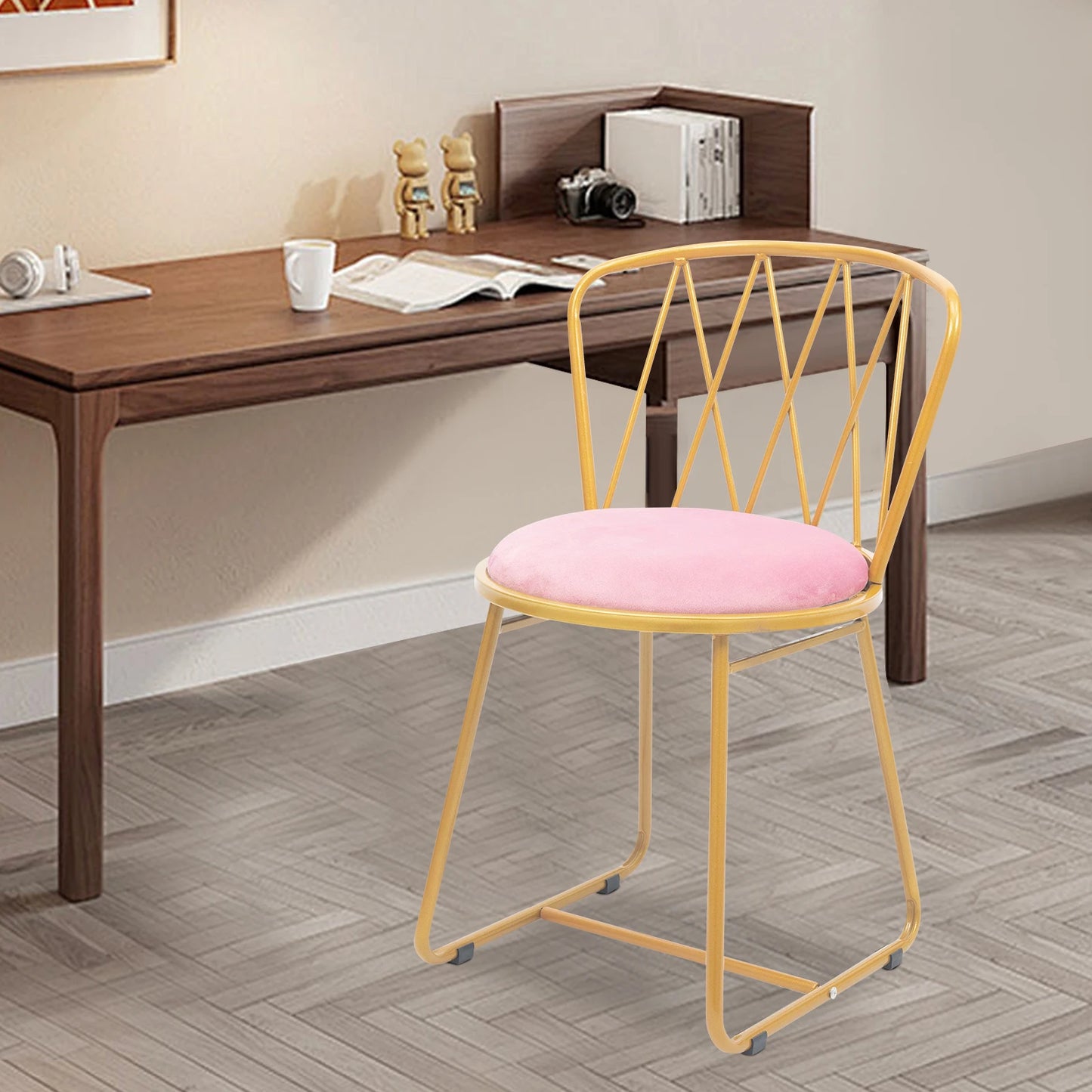 Pink Gold Iron Makeup Chair