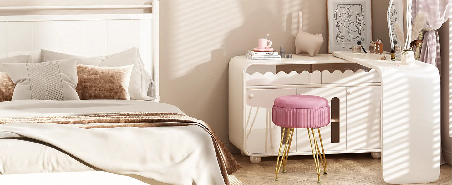 Redlife Velvet Vanity Stool Chair