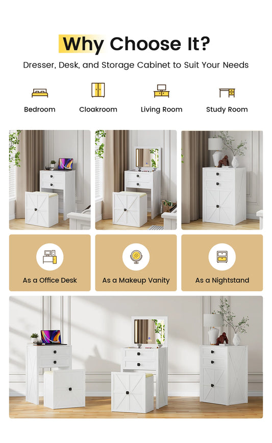 3 in 1 Farmhouse Makeup Vanity