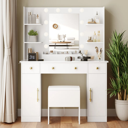 Vanity Set with Lights and Charging Station