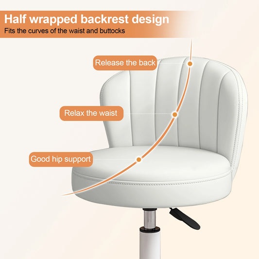 Small Round Rolling Desk Chair Armless Comfy Vanity