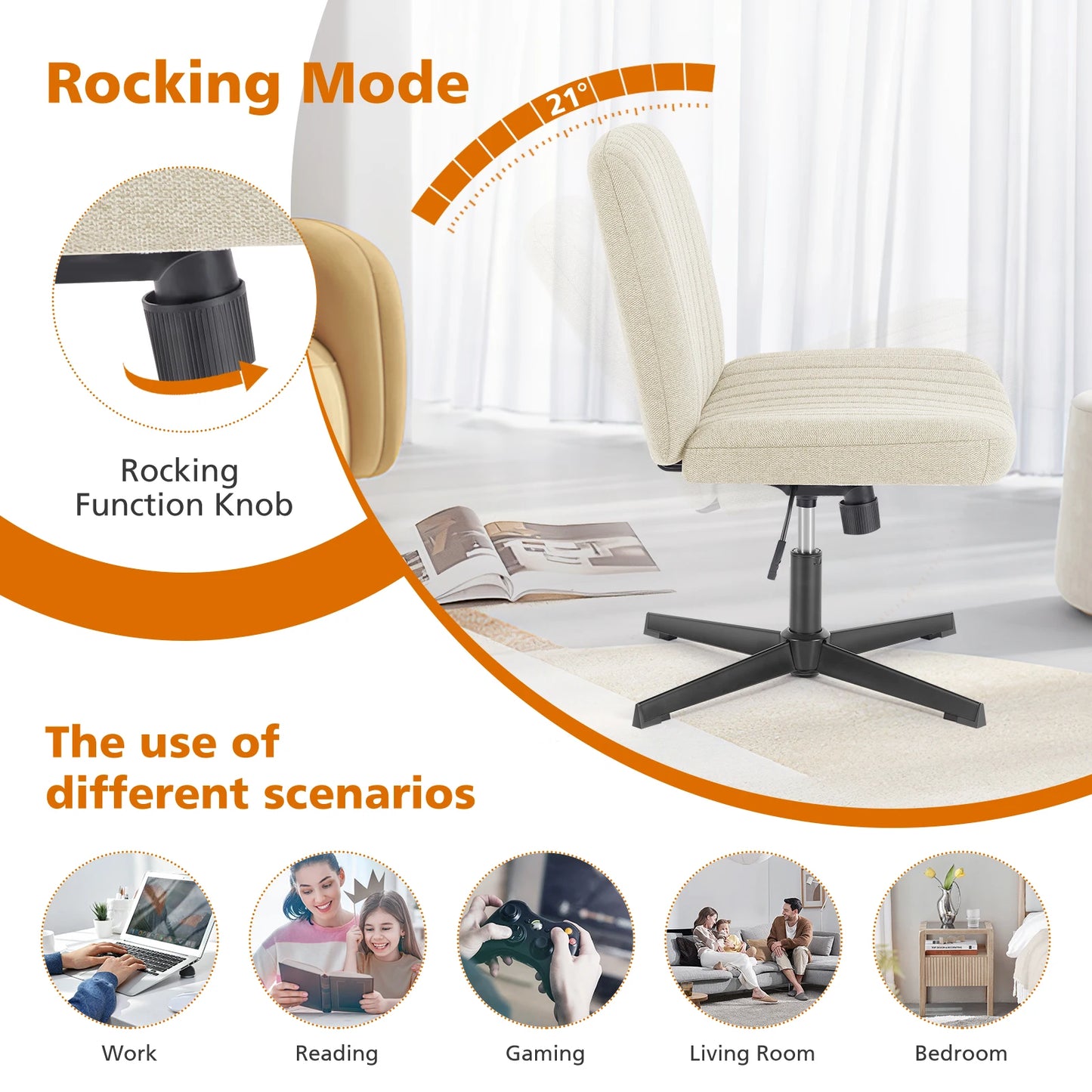 Cross Legged Office Living Room Rocking Gaming Chair