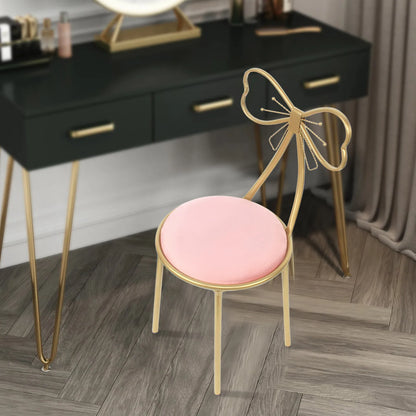 Vanity Stool Chair for Makeup Modern Velvet Butterfly