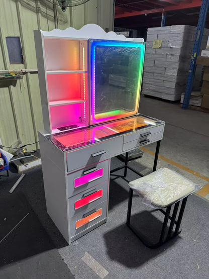JDPAG RGB Vanity Desk with Sliding Mirror