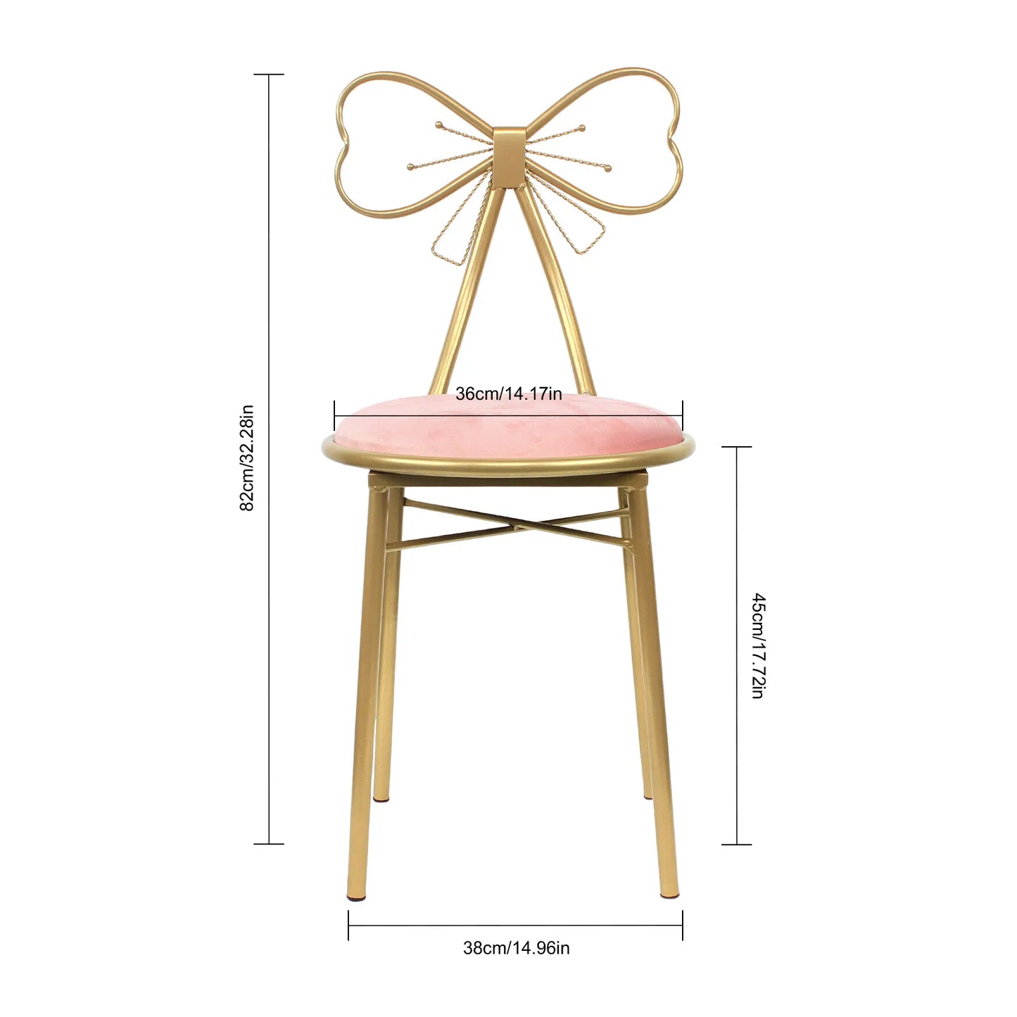 Vanity Stool Chair for Makeup Modern Velvet Butterfly
