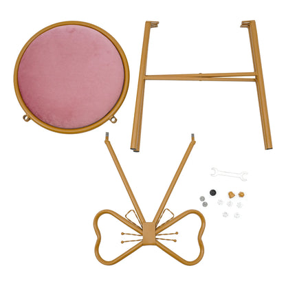 Butterfly Backrest Makeup Chair Pink Tie Vanity