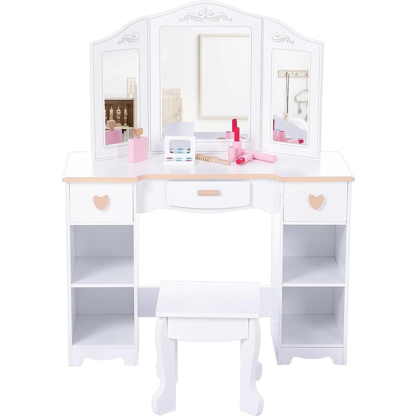 Princess Vanity Set for Kids White Makeup Table