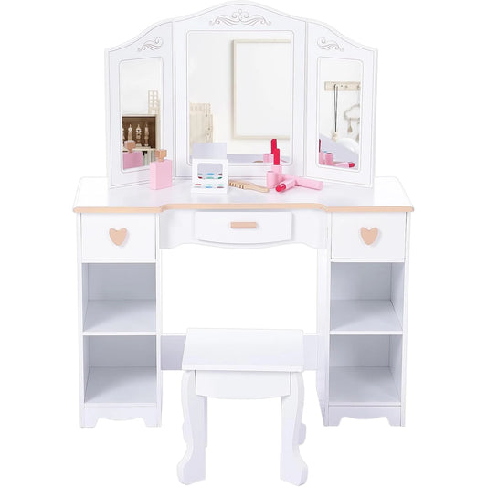 Princess Vanity Set for Kids White Makeup Table