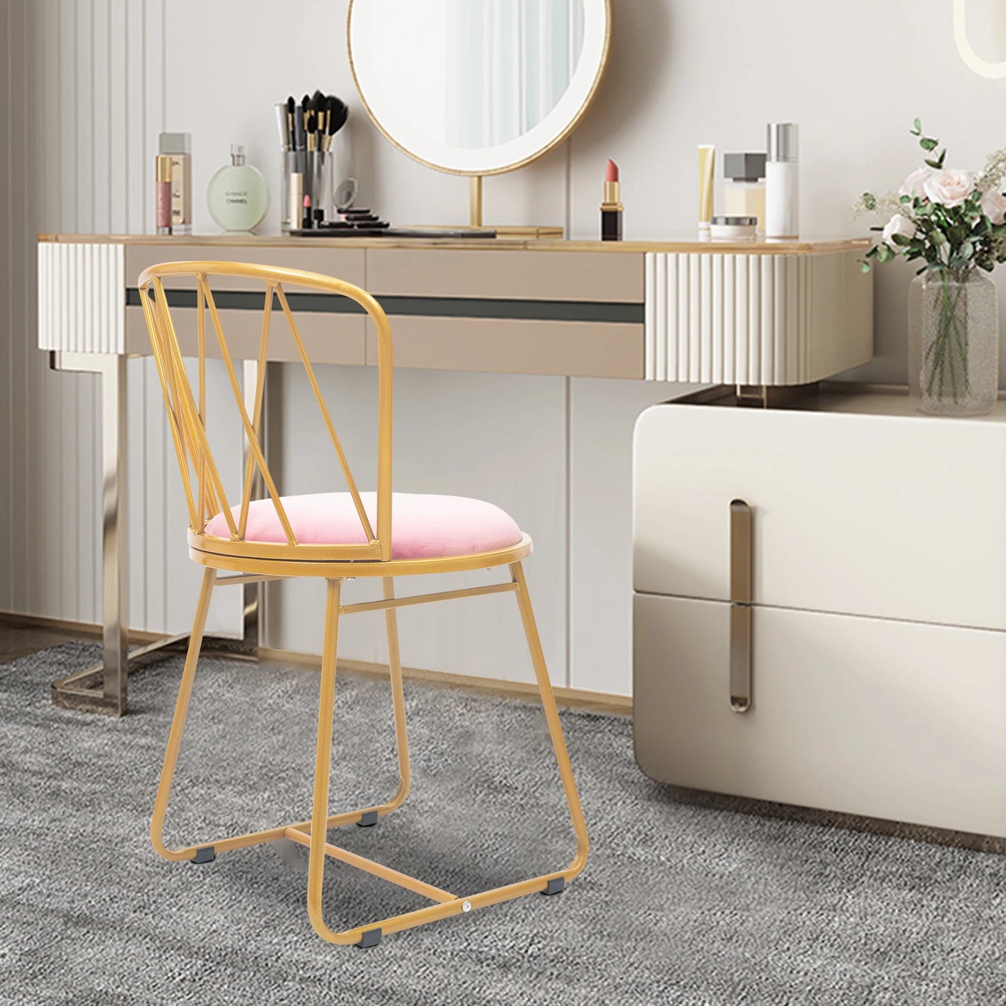 Pink Gold Iron Makeup Chair