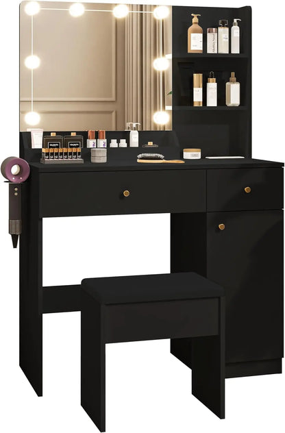 Vanity Desk with Mirror and Lights Dimmable LED