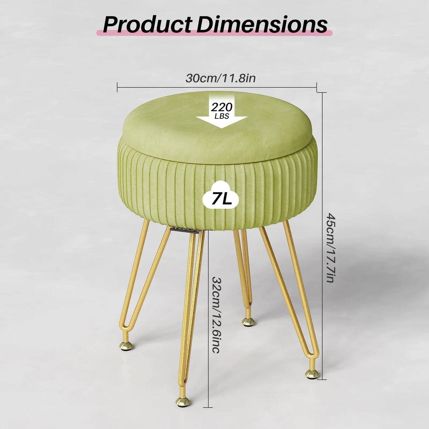 Redlife Velvet Vanity Stool Chair