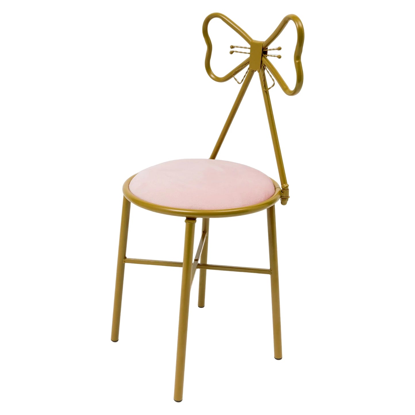 Butterfly Backrest Makeup Chair Pink Tie Vanity
