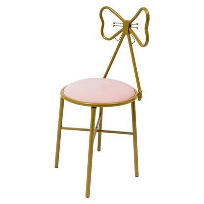 Butterfly Backrest Makeup Chair Pink Tie Vanity