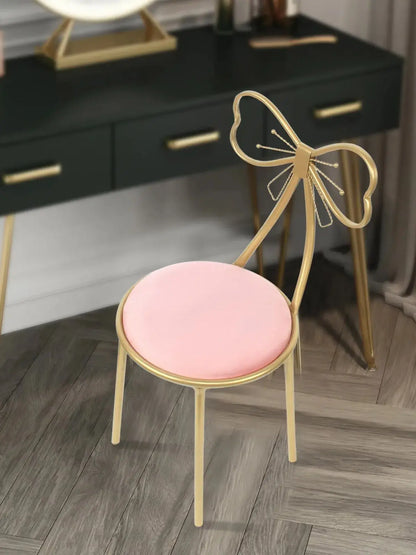 Vanity Stool Chair for Makeup Modern Velvet Butterfly