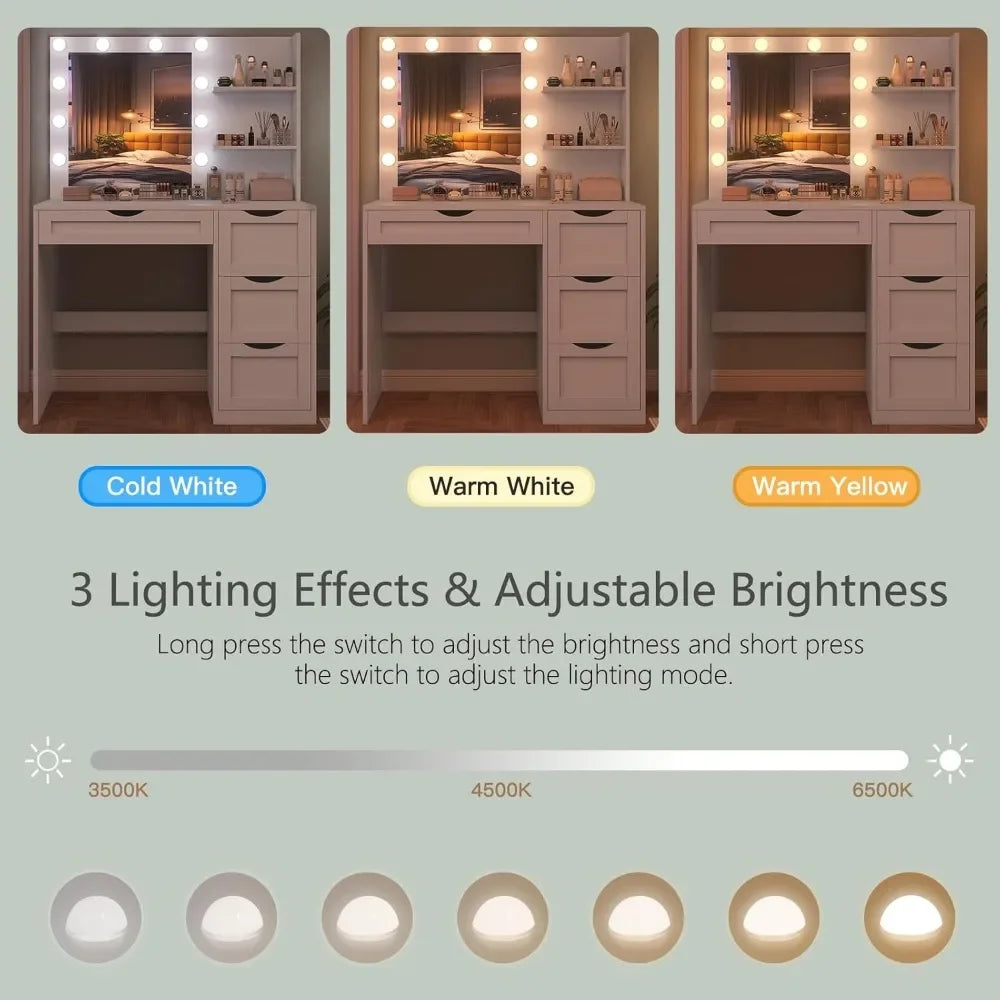 Makeup Vanity Desk with Mirror and 10 LED Lights