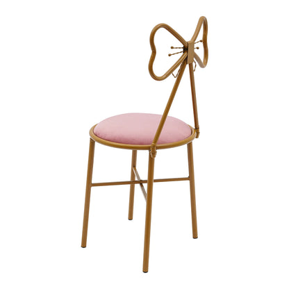 Butterfly Backrest Makeup Chair Pink Tie Vanity