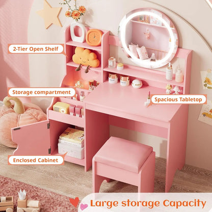 Vanity Desk with Lights Mirror Makeup Vanity Table KIDS