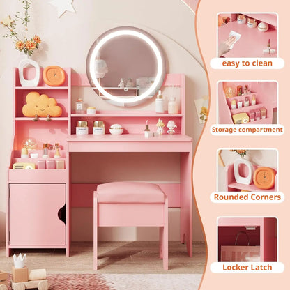 Vanity Desk with Lights Mirror Makeup Vanity Table KIDS