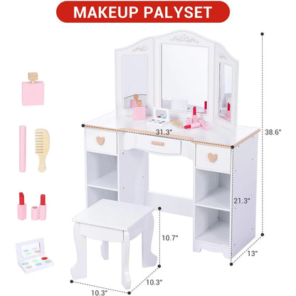 Princess Vanity Set for Kids White Makeup Table