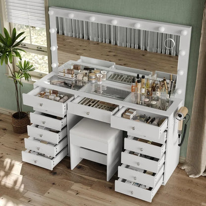 Makeup Vanity Desk with Charging Station
