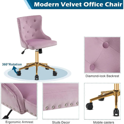 Mauve Purple Armless Home Office Desk Chair
