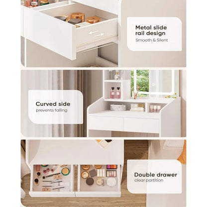 Small White Vanity Desk Set