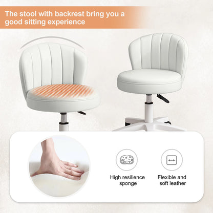 Small Round Rolling Desk Chair Armless Comfy Vanity