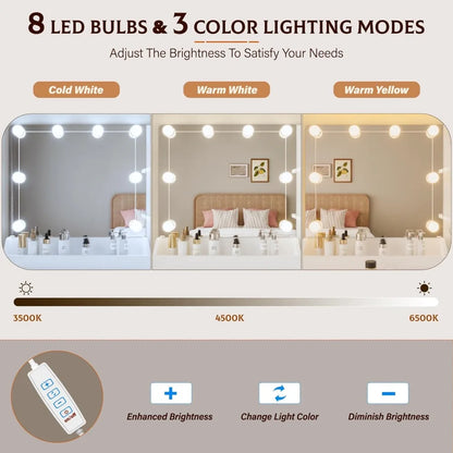 Vanity Desk with Mirror and Lights Dimmable LED