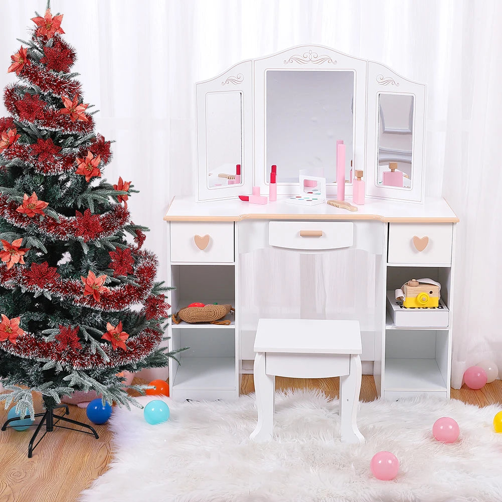 Princess Vanity Set for Kids White Makeup Table