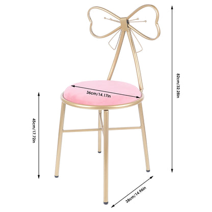 Vanity Stool Chair for Makeup Modern Velvet Butterfly
