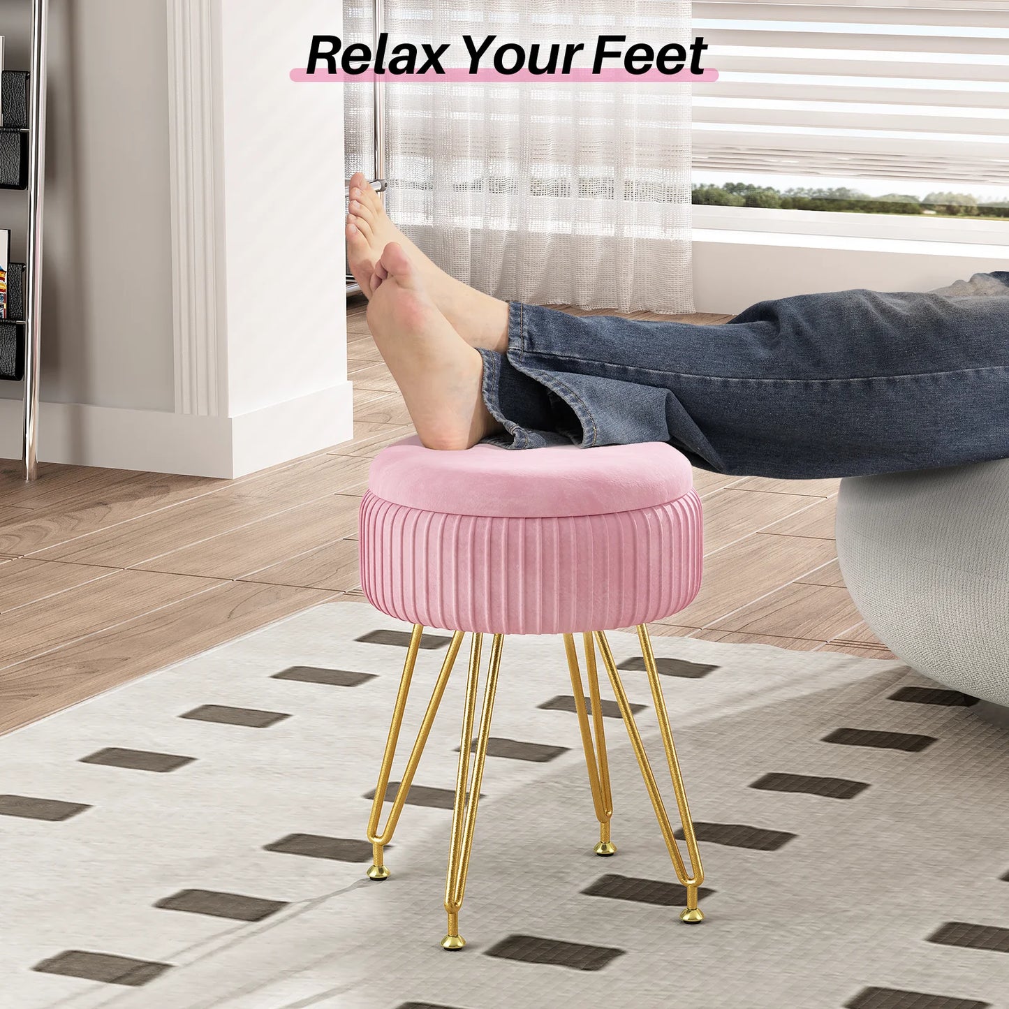 Redlife Velvet Vanity Stool Chair