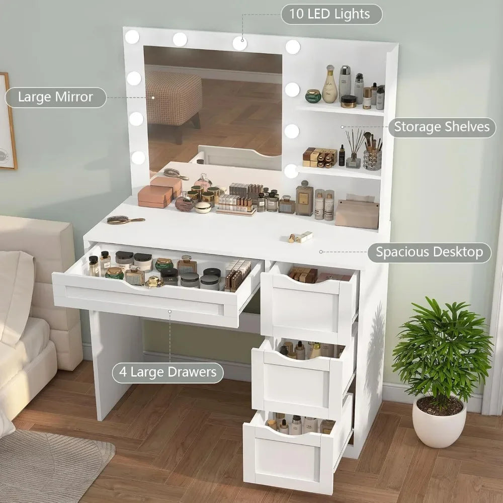 Makeup Vanity Desk with Mirror and 10 LED Lights