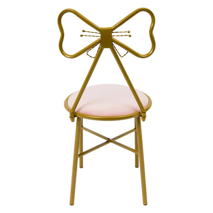 Butterfly Backrest Makeup Chair Pink Tie Vanity