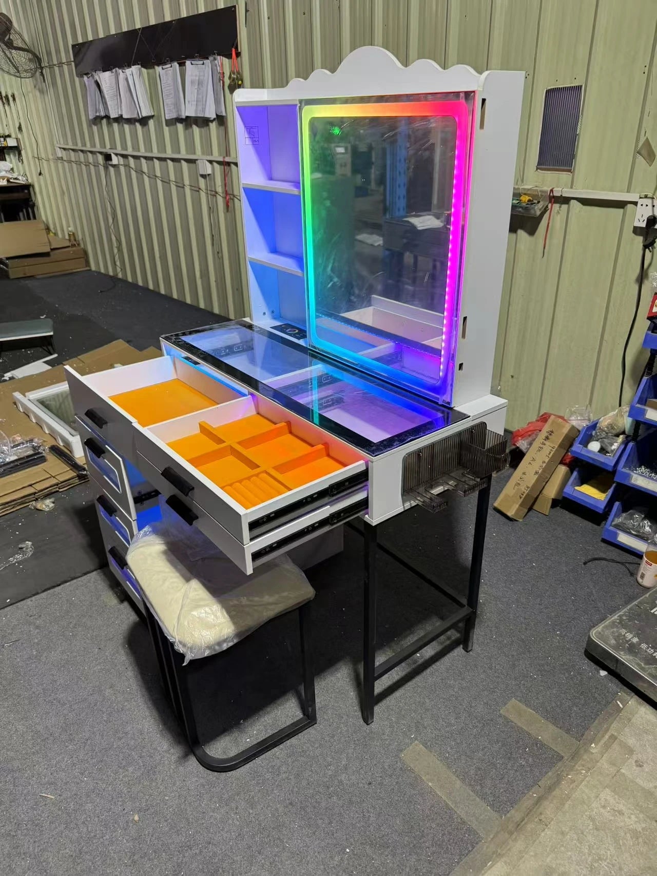 JDPAG RGB Vanity Desk with Sliding Mirror