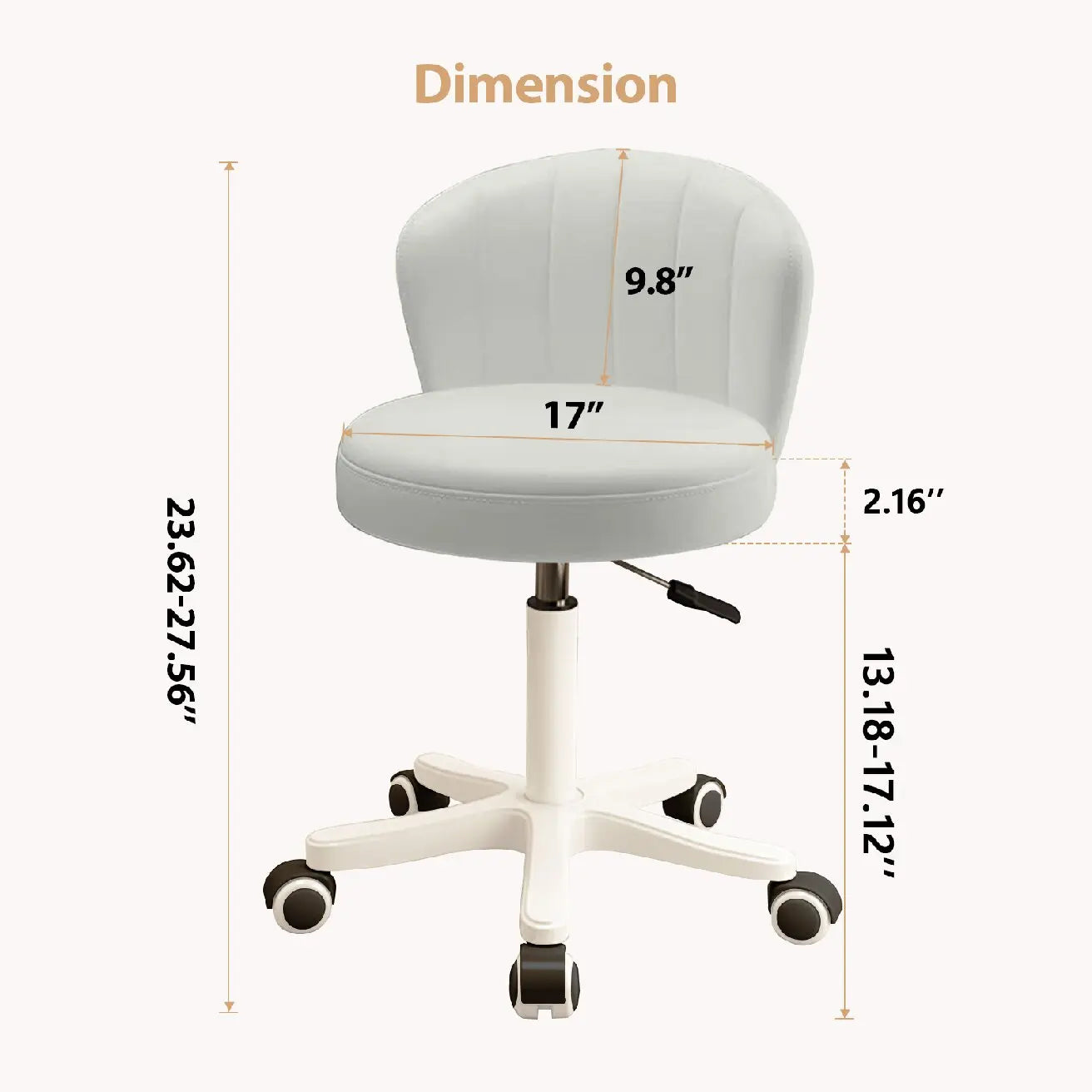 Small Round Rolling Desk Chair Armless Comfy Vanity