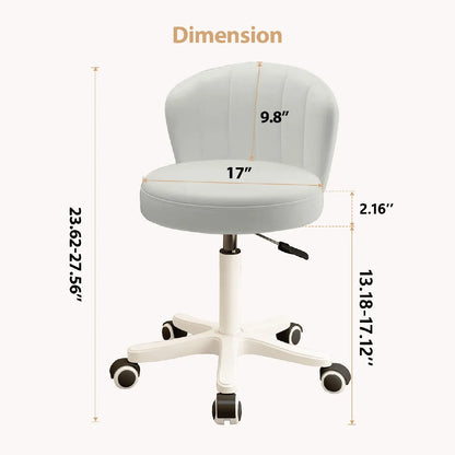 Small Round Rolling Desk Chair Armless Comfy Vanity