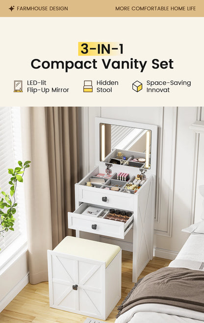 3 in 1 Farmhouse Makeup Vanity