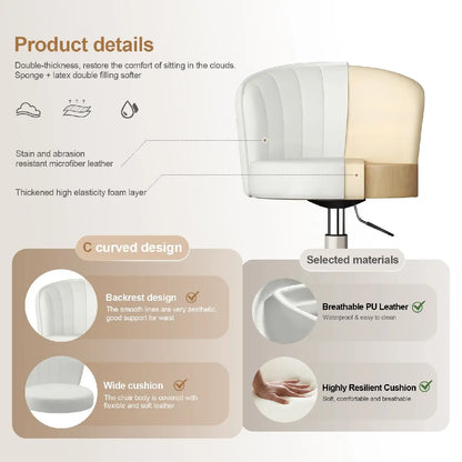Small Round Rolling Desk Chair Armless Comfy Vanity