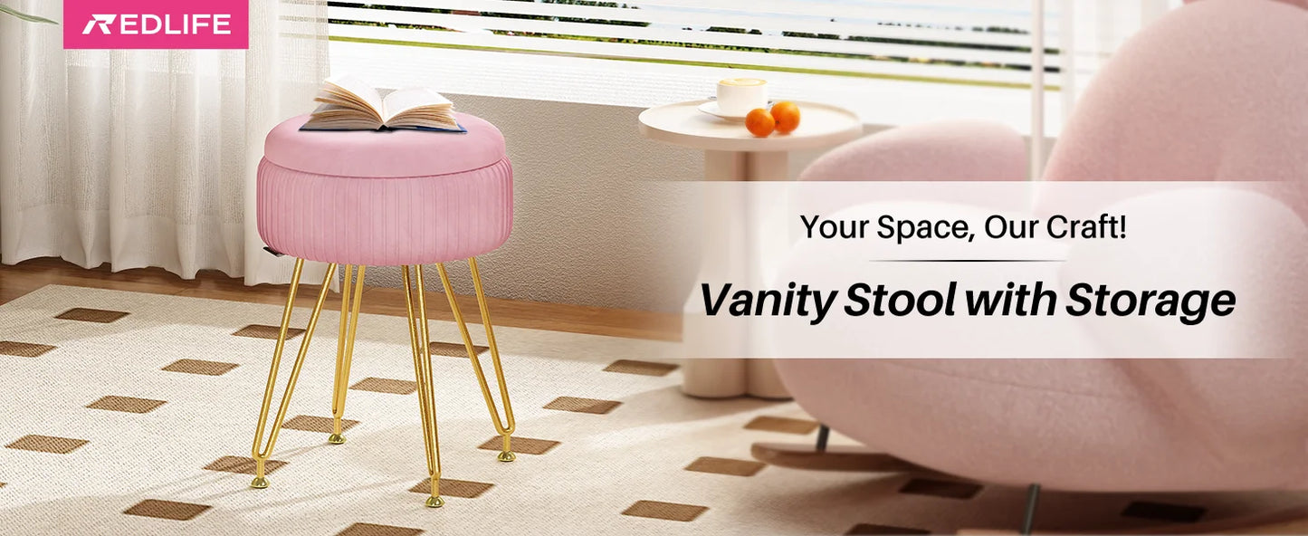 Redlife Velvet Vanity Stool Chair
