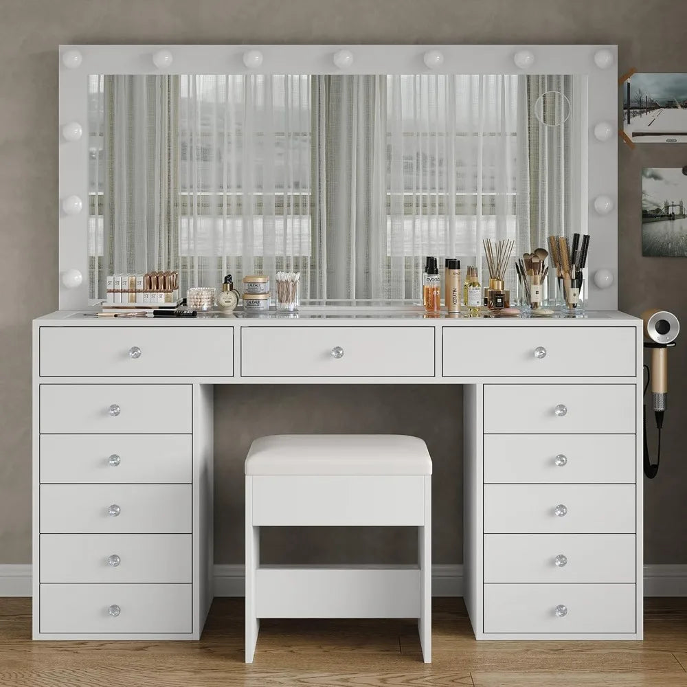 Makeup Vanity Desk with Charging Station