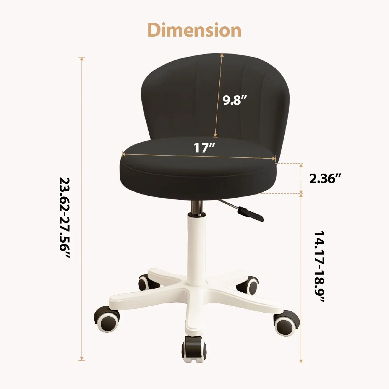 Small Round Rolling Desk Chair Armless Comfy Vanity