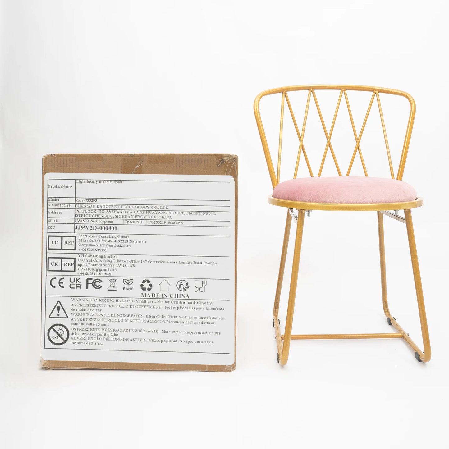 Pink Gold Iron Makeup Chair