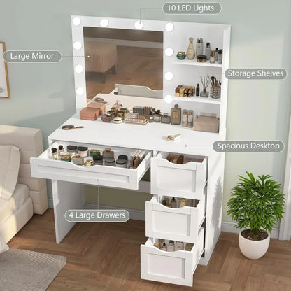 Makeup Vanity Desk with Mirror and 10 LED Lights