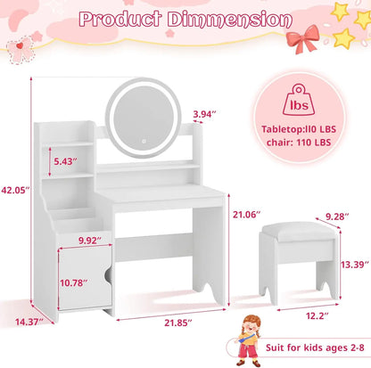 Vanity Desk with Lights Mirror Makeup Vanity Table KIDS