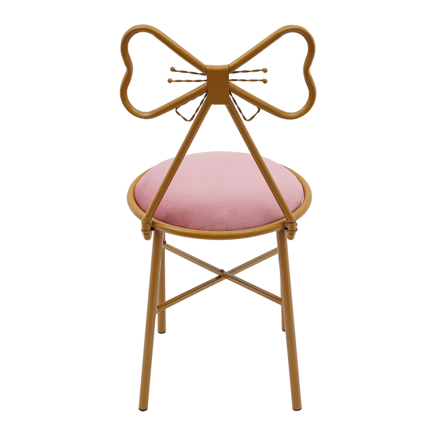 Butterfly Backrest Makeup Chair Pink Tie Vanity