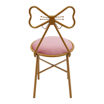 Butterfly Backrest Makeup Chair Pink Tie Vanity